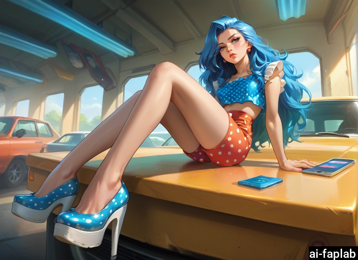 1girl, high heels, long hair, jewelry, phone, motor vehicle · Yamete.gg