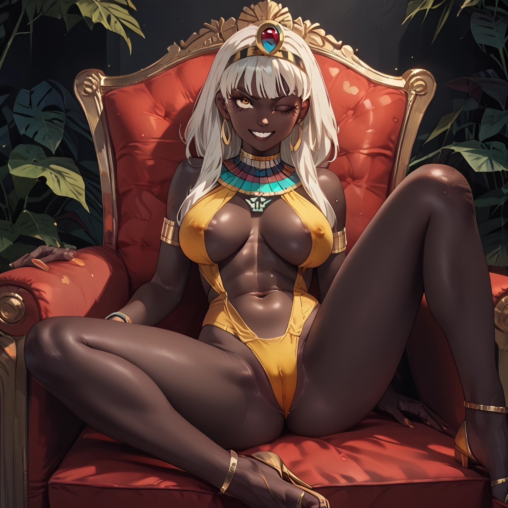 1girl, breasts, dark skin, jewelry, dark-skinned female, solo · Yamete.gg