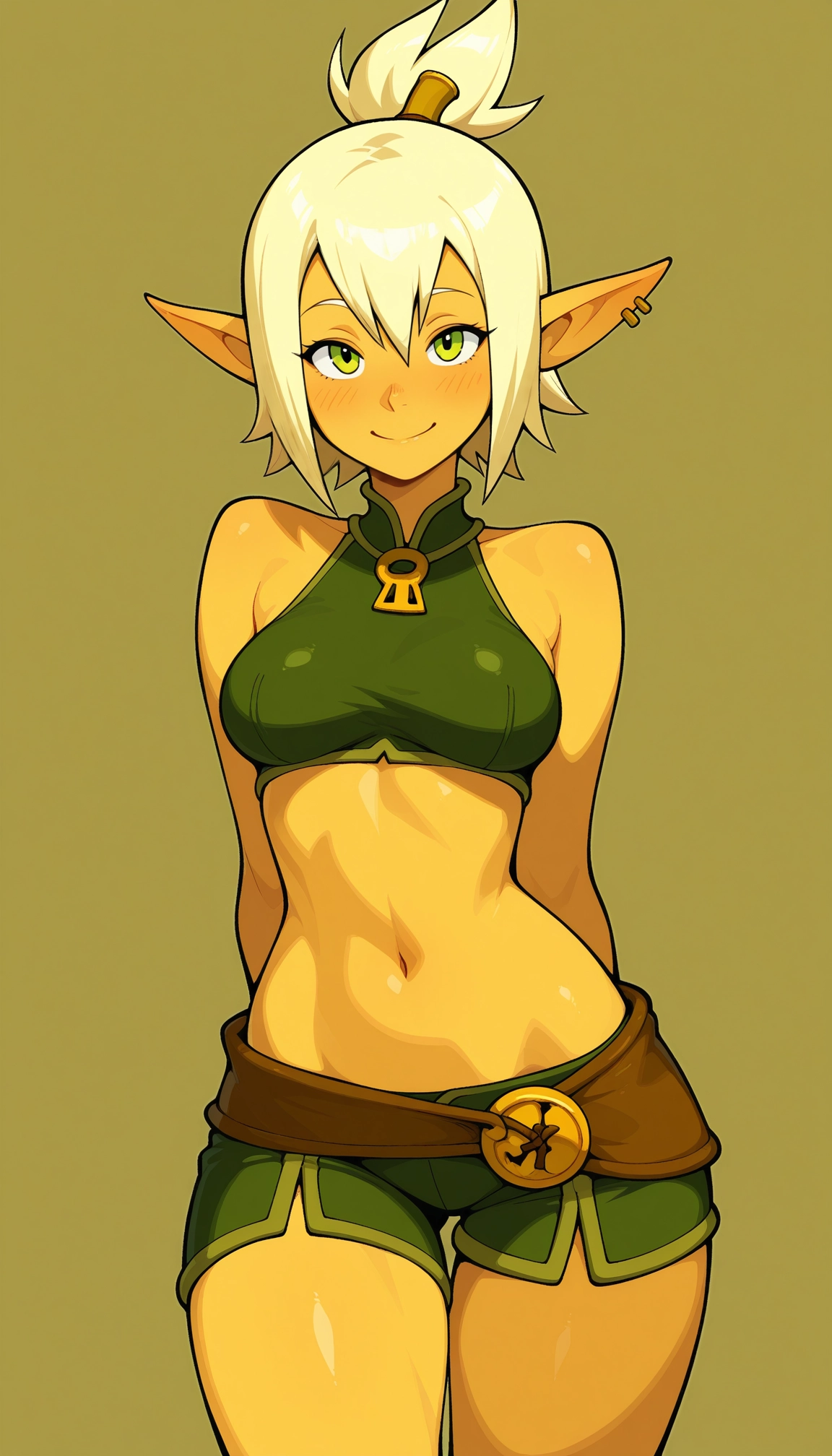 1girl, solo, pointy ears, navel, breasts, smile · Yamete.gg