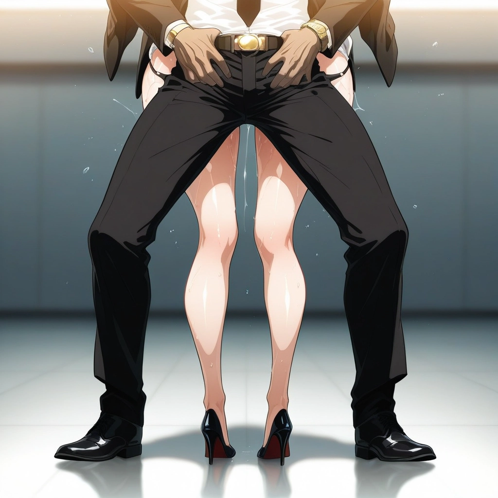 implied sex, high heels, pants, hetero, 1boy, black pants · Yamete.gg