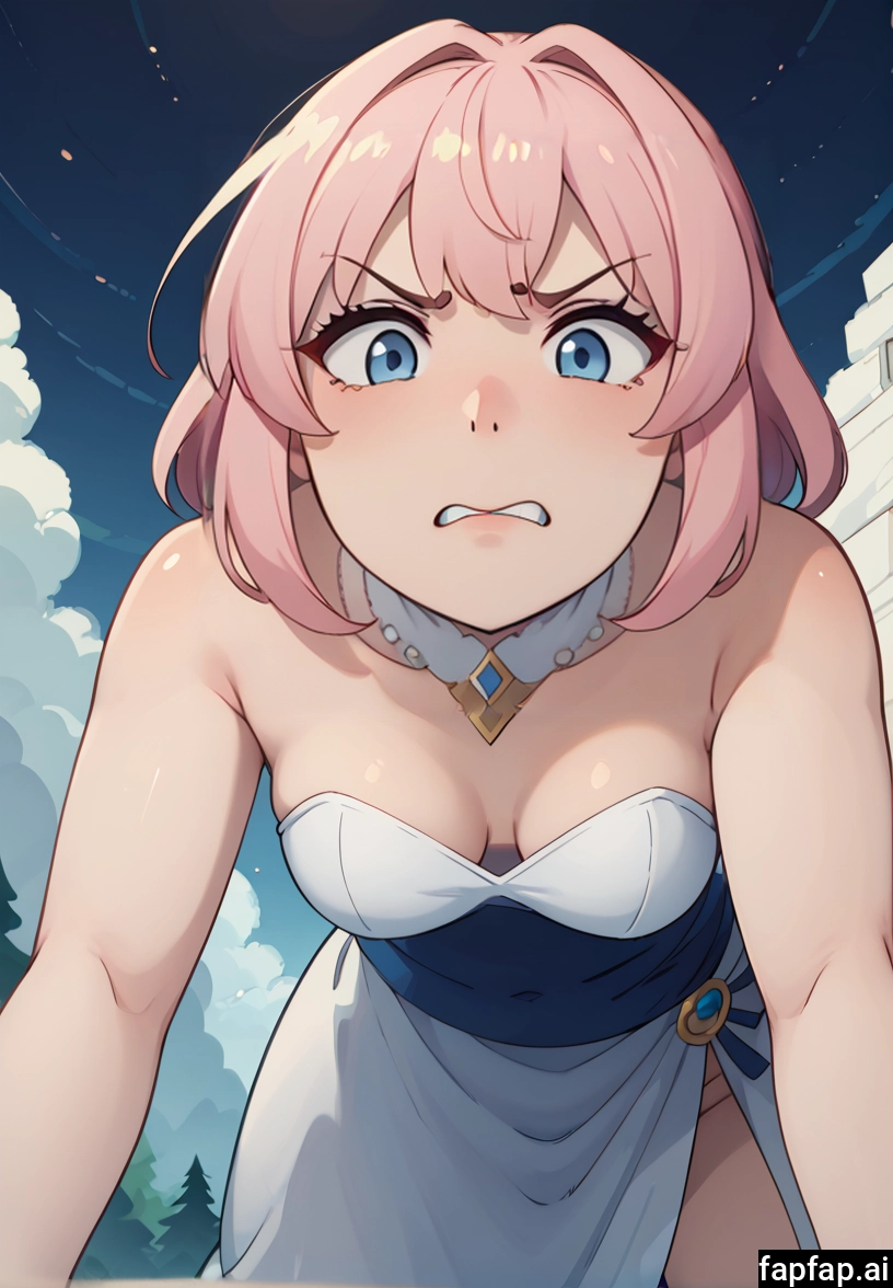 1girl, breasts, pink hair, solo, blue eyes, dress · Yamete.gg