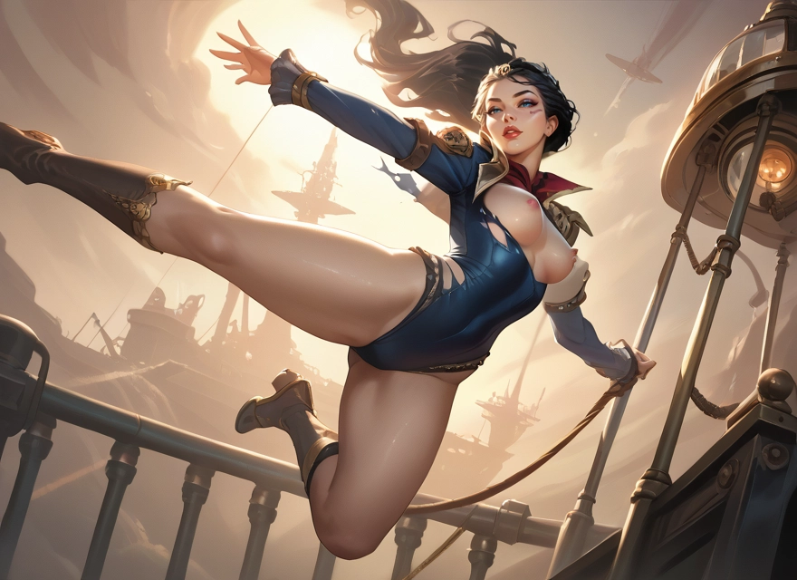 1girl, breasts, nipples, torn clothes, solo, leotard · Yamete.gg