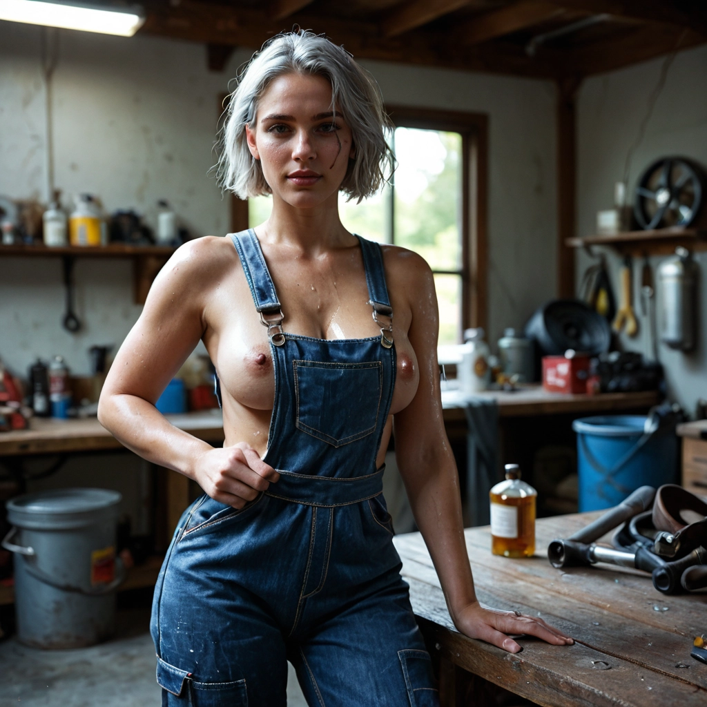 1girl, breasts, nipples, realistic, denim, solo · Yamete.gg