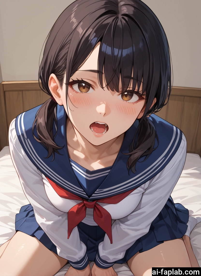 1girl, skirt, school uniform, open mouth, twintails, serafuku