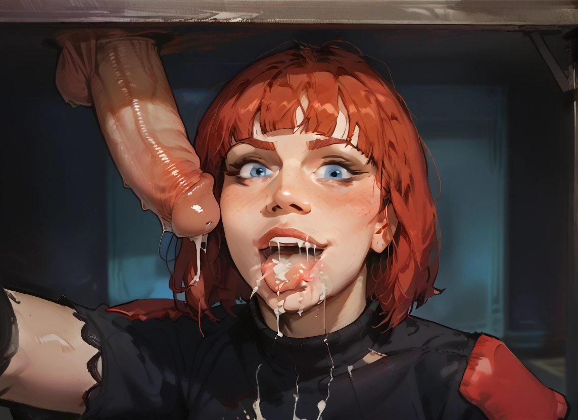 penis, 1girl, cum, hetero, cum in mouth, blue eyes · Yamete.gg