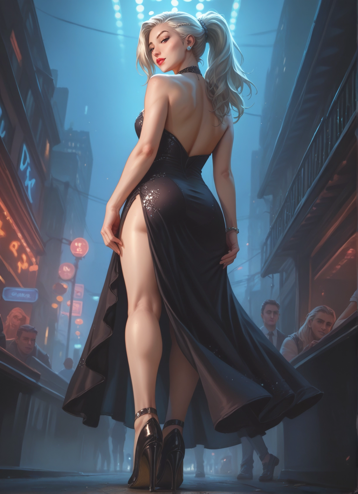 dress, high heels, 1girl, ass, jewelry, earrings · Yamete.gg