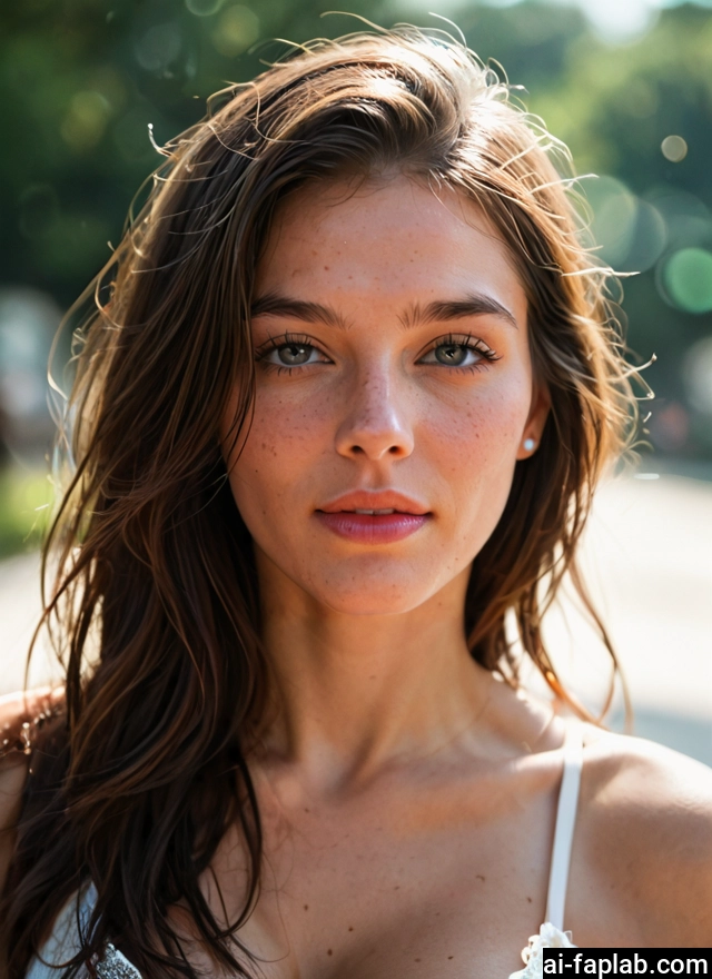 1girl, solo, photo (medium), freckles, long hair, brown hair · Yamete.gg