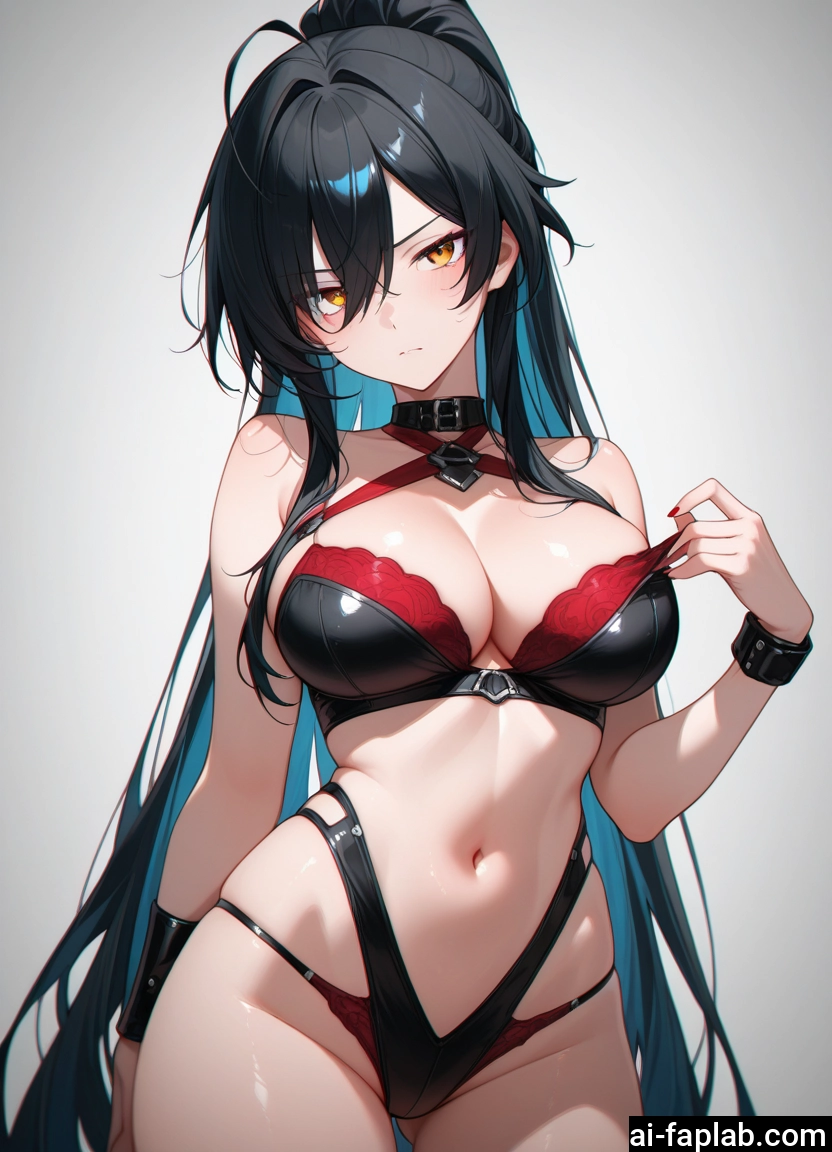 breasts, 1girl, long hair, navel, solo, underwear