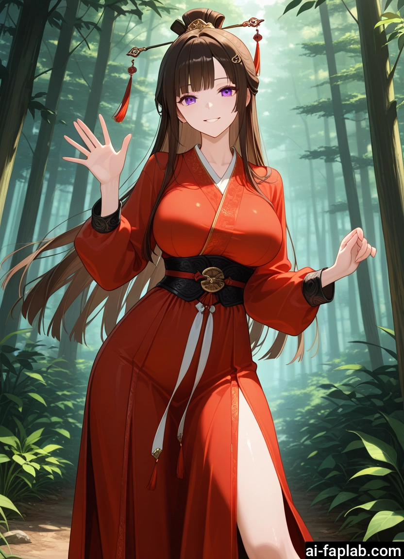 1girl, breasts, long hair, purple eyes, solo, hair ornament