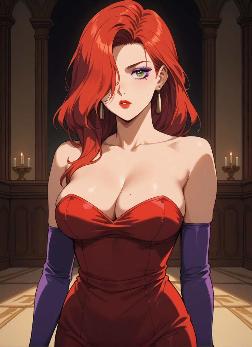 1girl, breasts, jewelry, dress, earrings, cleavage · Yamete.gg