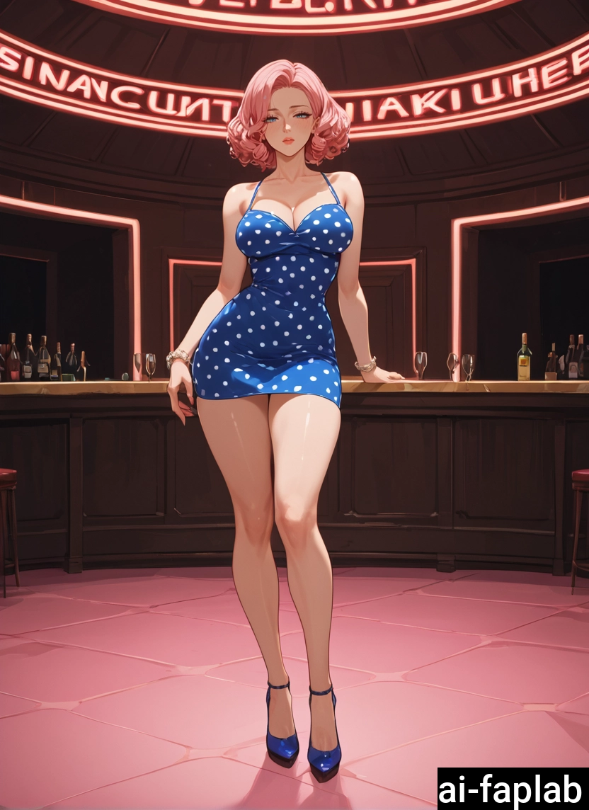1girl, breasts, solo, dress, jewelry, pink hair