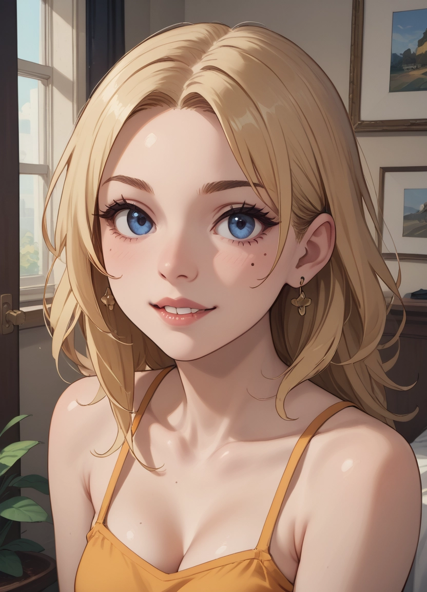 1girl, blue eyes, breasts, jewelry, earrings, solo · Yamete.gg