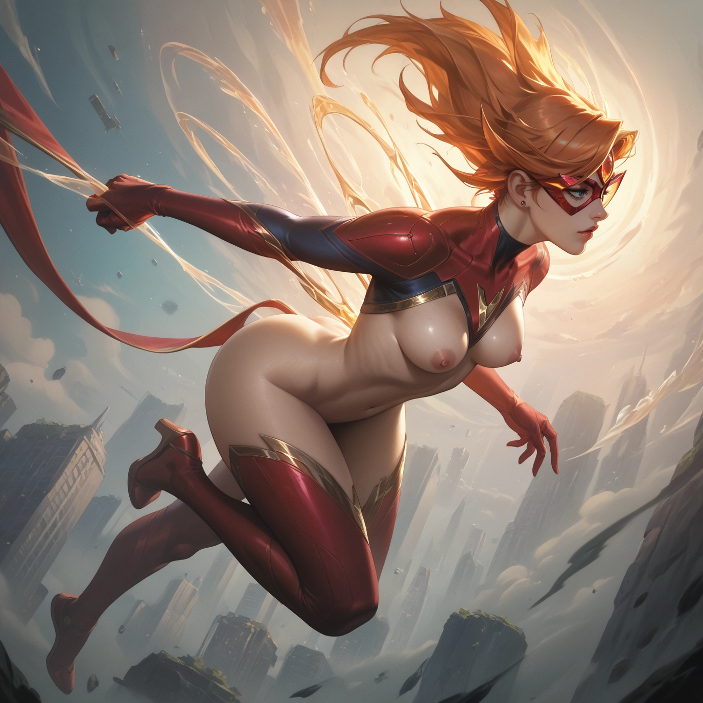 1girl, breasts, nipples, solo, thighhighs, mask · Yamete.gg