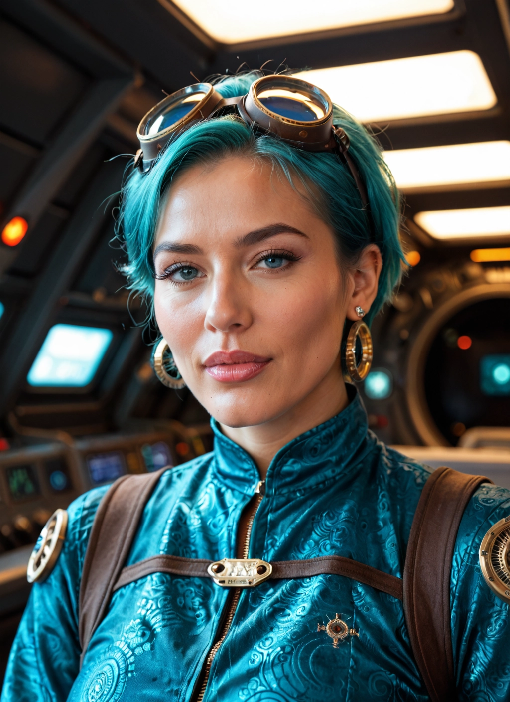 1girl, solo, jewelry, goggles, earrings, goggles on head · Yamete.gg