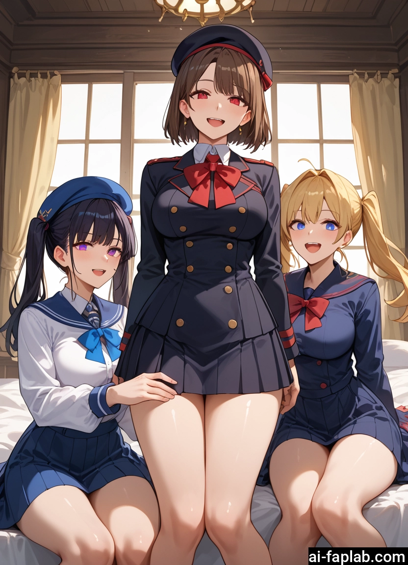 multiple girls, twintails, skirt, open mouth, hat, blonde hair