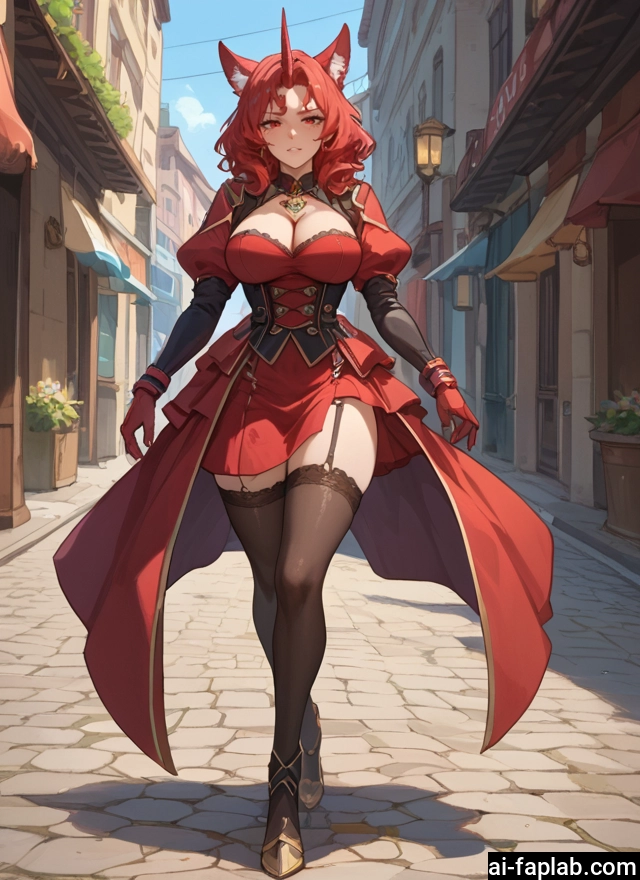 1girl, breasts, animal ears, thighhighs, red eyes, gloves · Yamete.gg