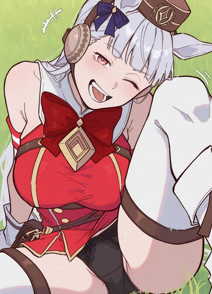 1girl, underwear, panties, animal ears, horse ears, thighhighs · Yamete.gg