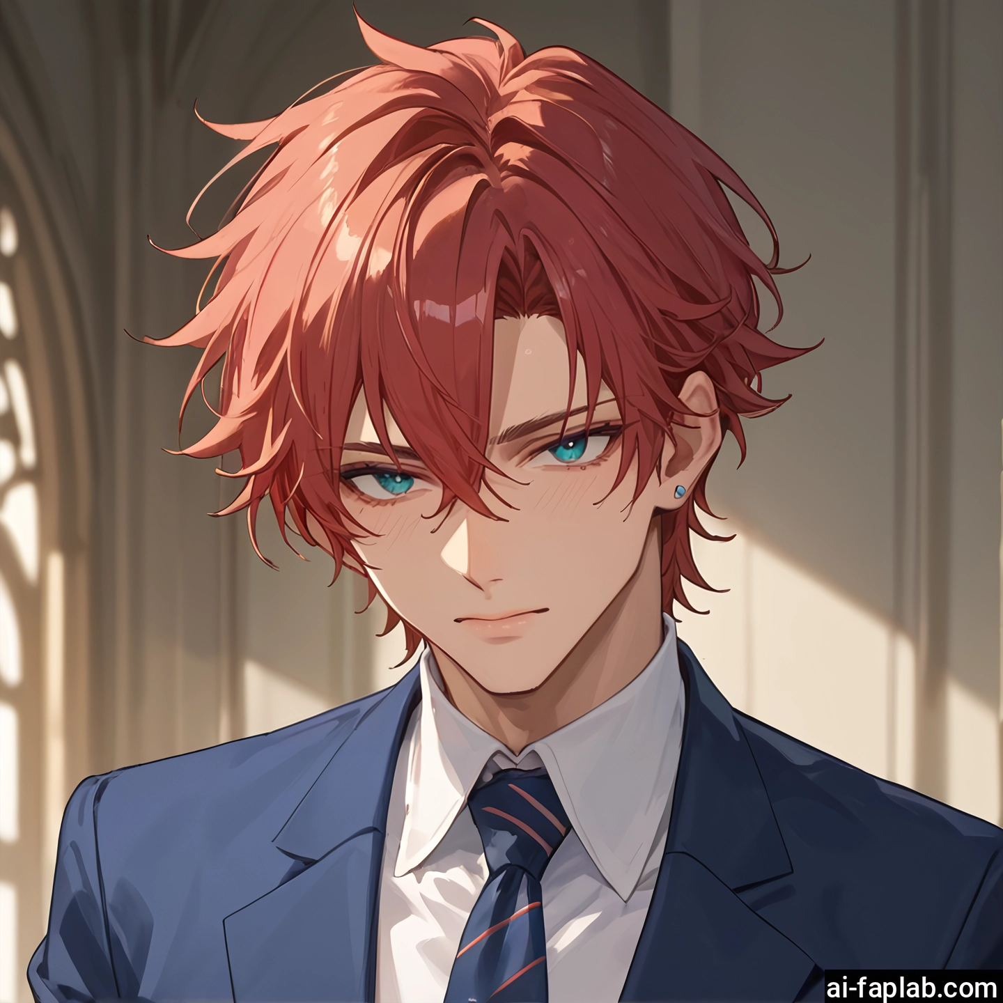 1boy, male focus, solo, necktie, shirt, jewelry · Yamete.gg