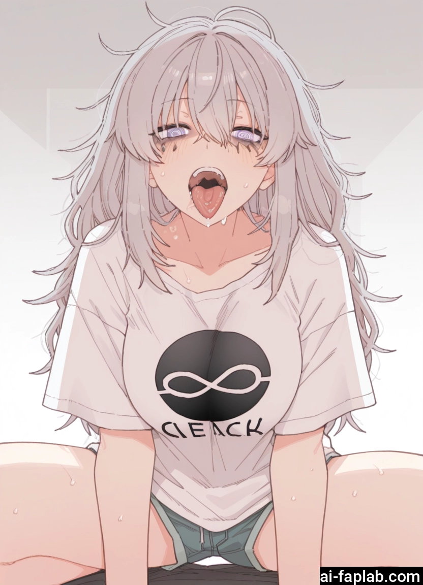 1girl, shorts, tongue, shirt, tongue out, long hair · Yamete.gg