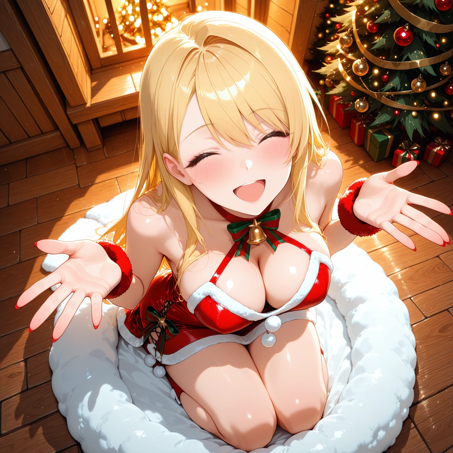 breasts, 1girl, blonde hair, long hair, closed eyes, open mouth · Yamete.gg