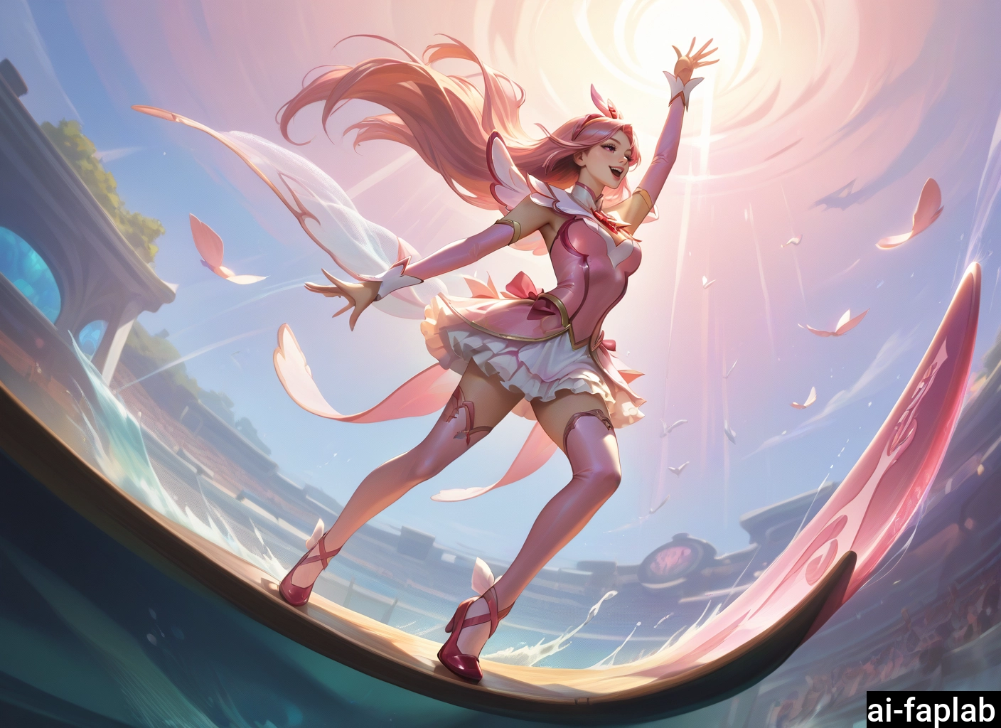 1girl, thighhighs, long hair, watercraft, solo, boat · Yamete.gg