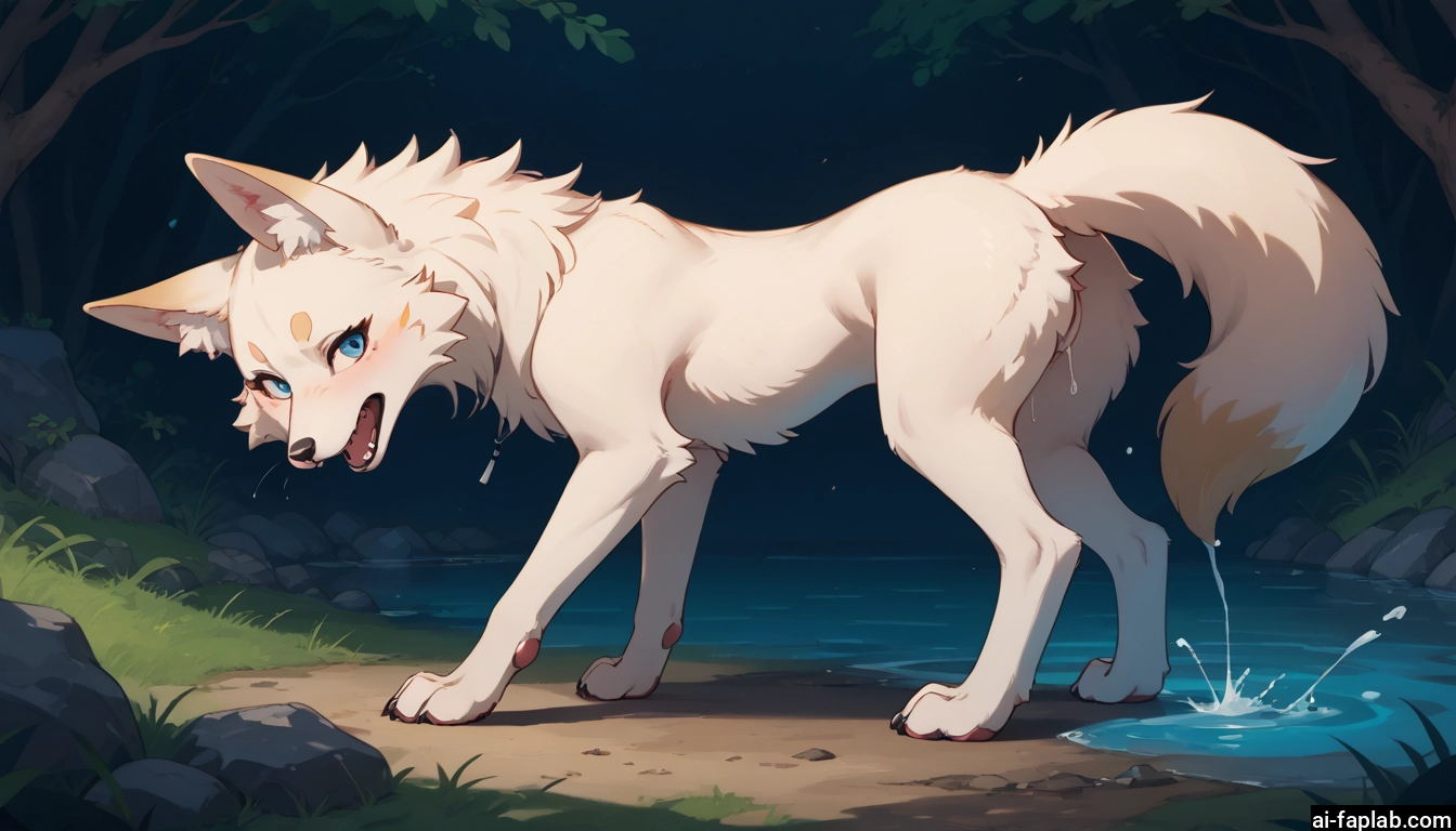 furry, blue eyes, no humans, open mouth, solo, outdoors