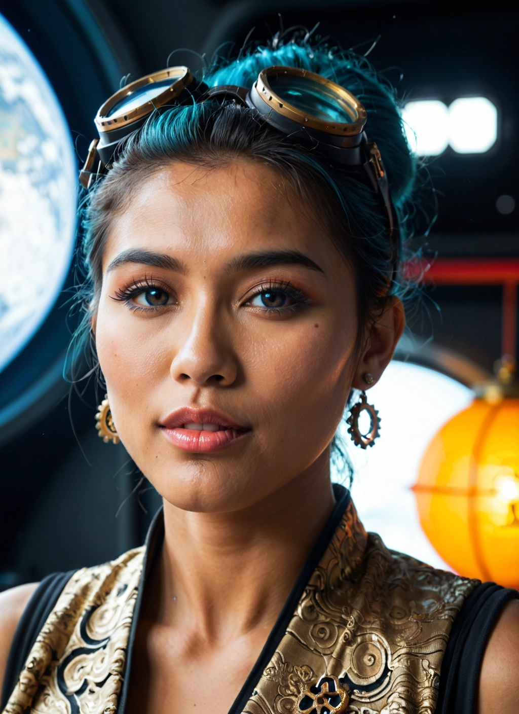 1girl, solo, goggles, jewelry, earrings, mole · Yamete.gg