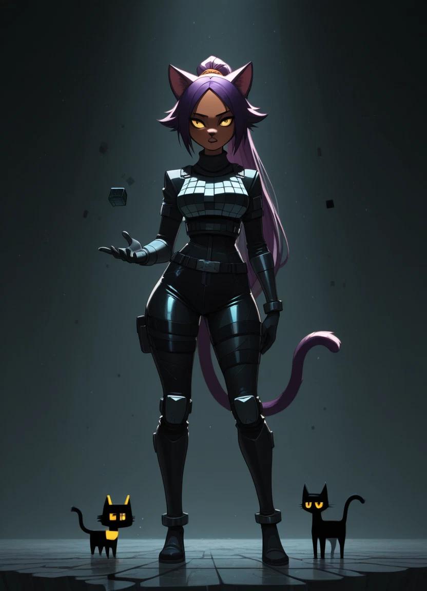 1girl, shihouin yoruichi, animal ears, tail, purple hair, dark-skinned female · Yamete.gg