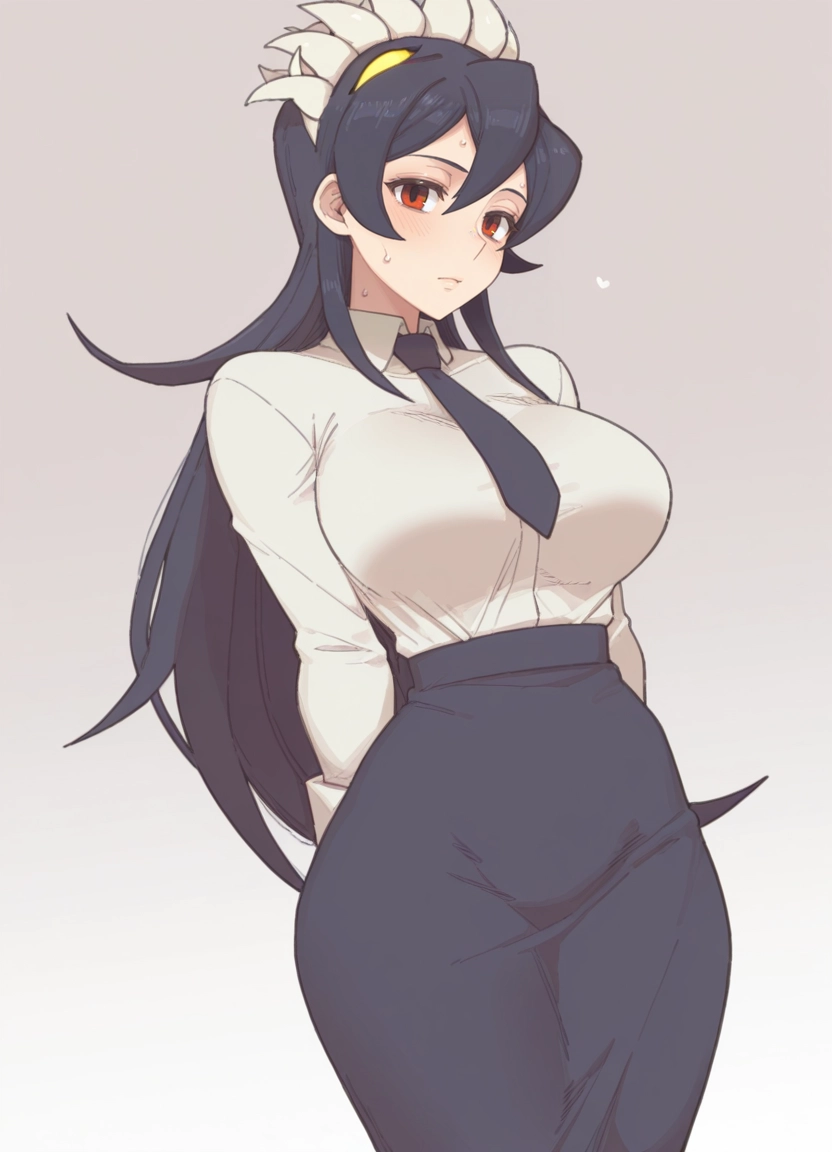 1girl, filia (skullgirls), breasts, solo, necktie, long hair · Yamete.gg