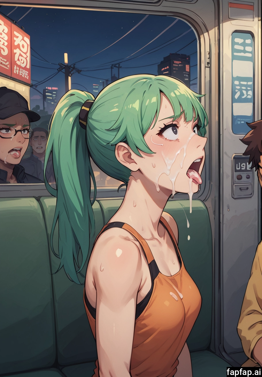 cum, multiple boys, ponytail, green hair, facial, breasts · Yamete.gg