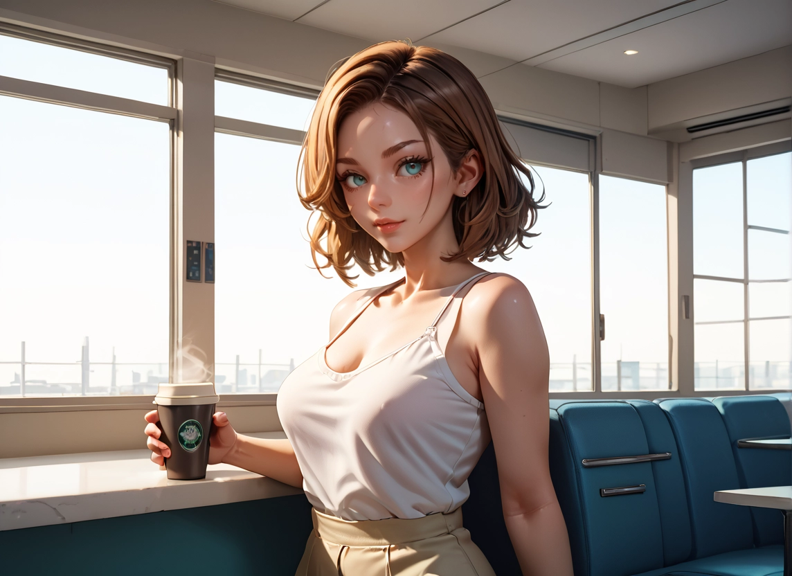 1girl, breasts, solo, cup, looking at viewer, blue eyes · Yamete.gg