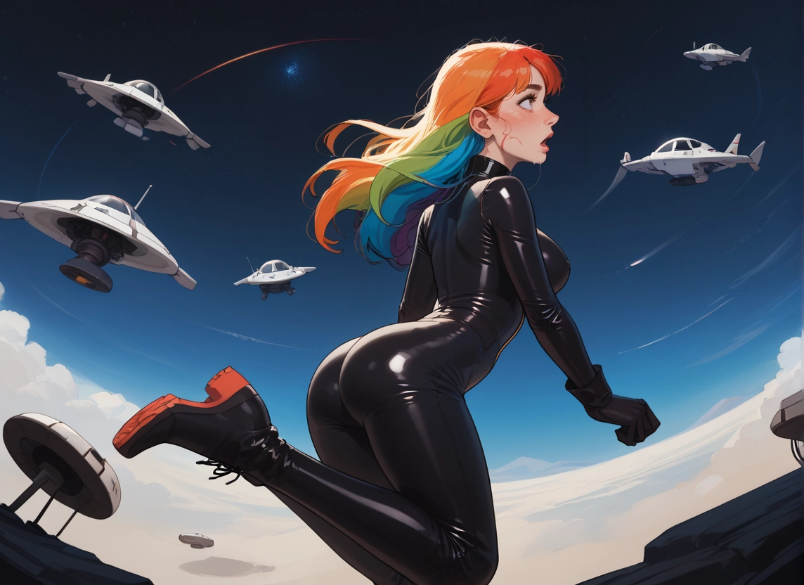 1girl, orange hair, ass, bodysuit, multicolored hair, long hair · Yamete.gg