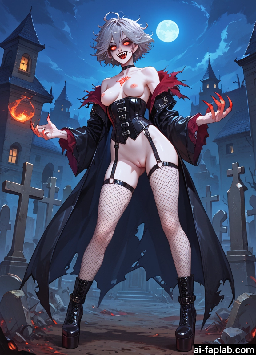 1girl, breasts, pussy, nipples, moon, solo · Yamete.gg
