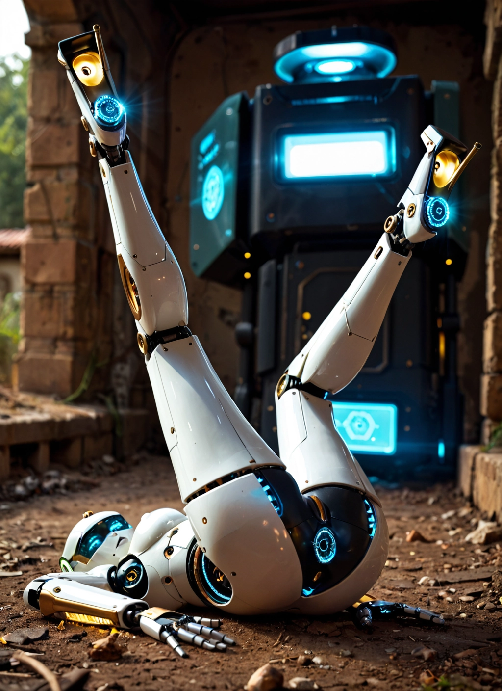 1girl, lying, solo, robot, ass, on back · Yamete.gg