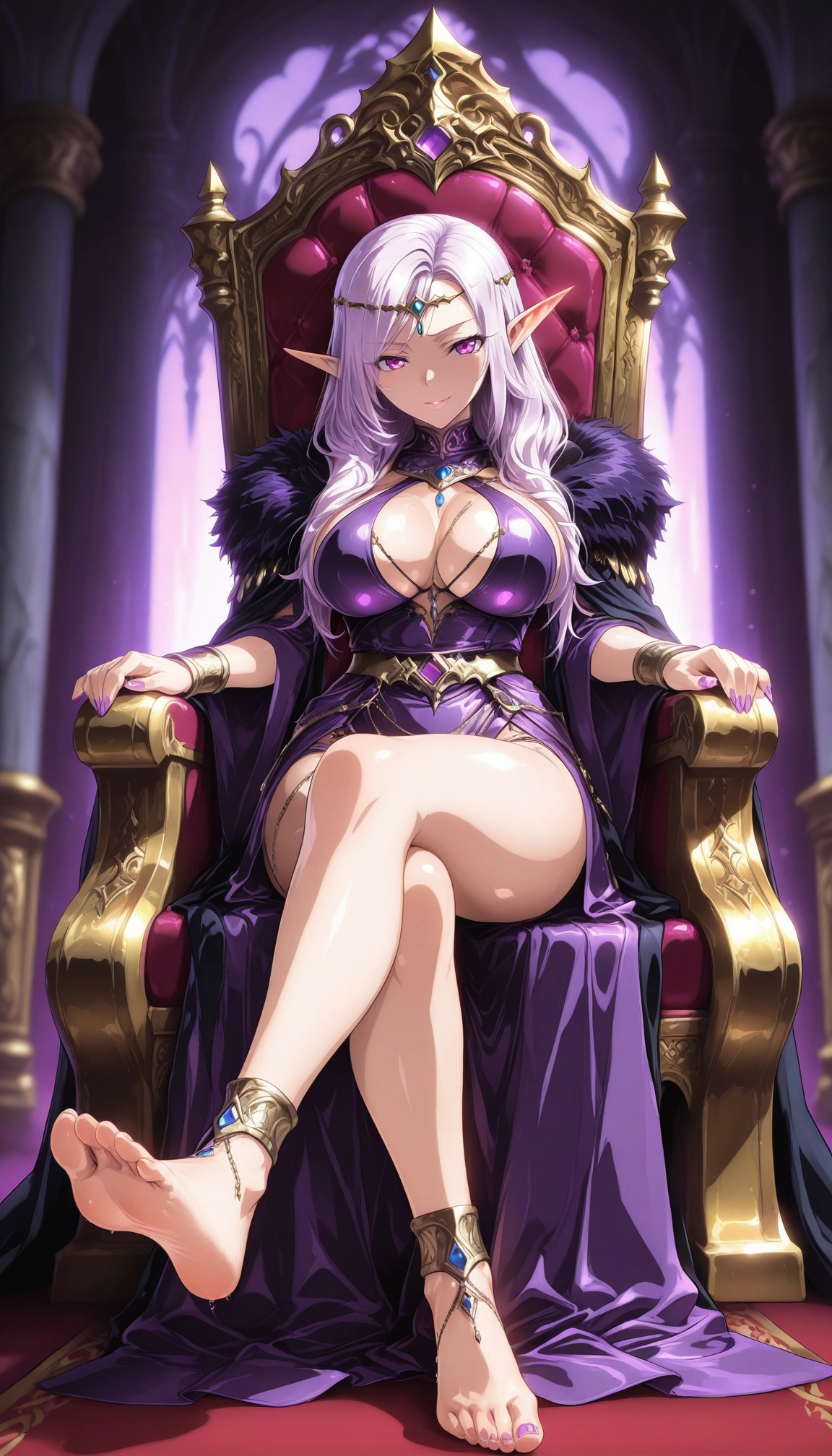 1girl, breasts, pointy ears, feet, elf, barefoot · Yamete.gg