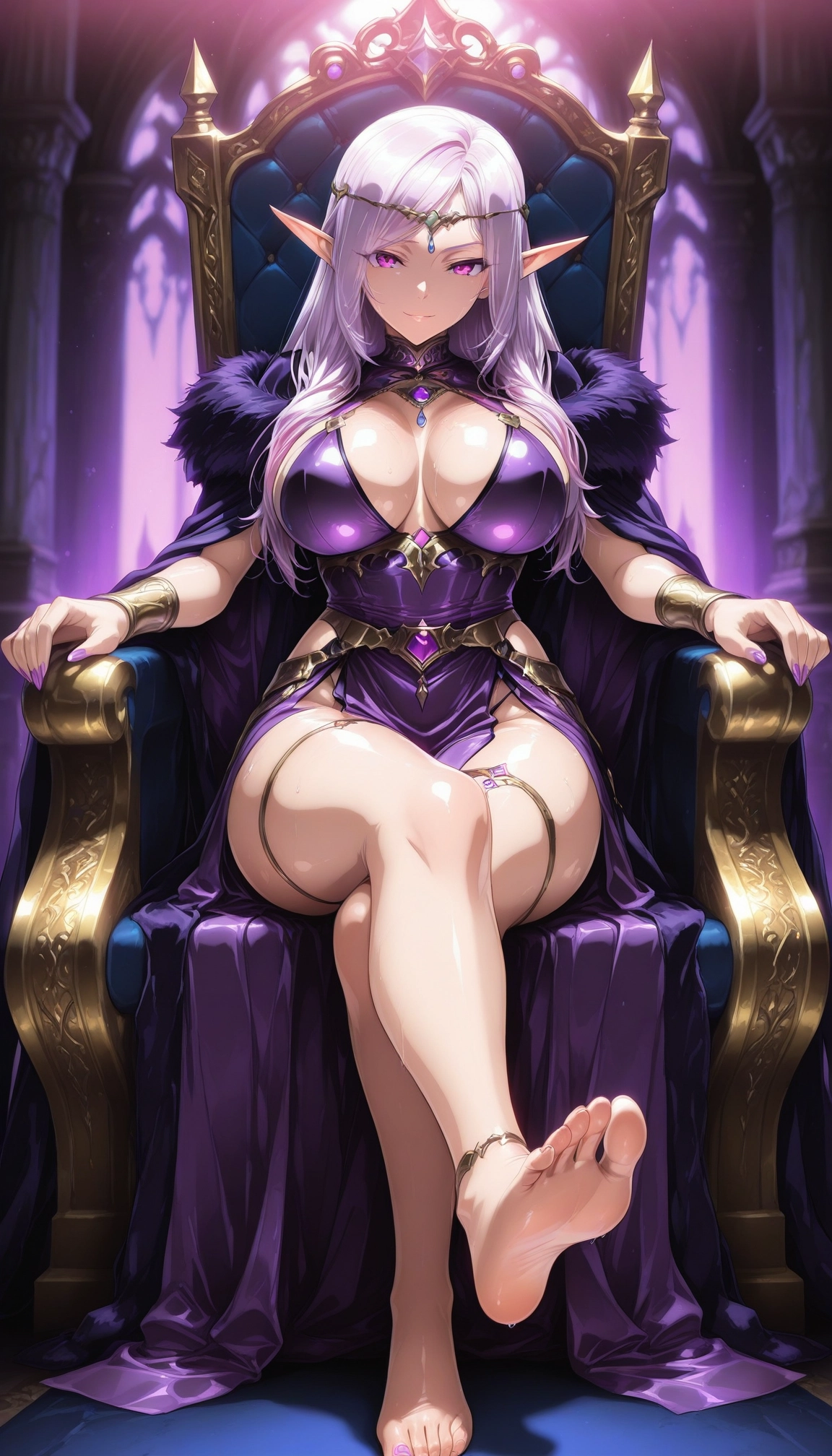 1girl, breasts, pointy ears, elf, feet, barefoot · Yamete.gg
