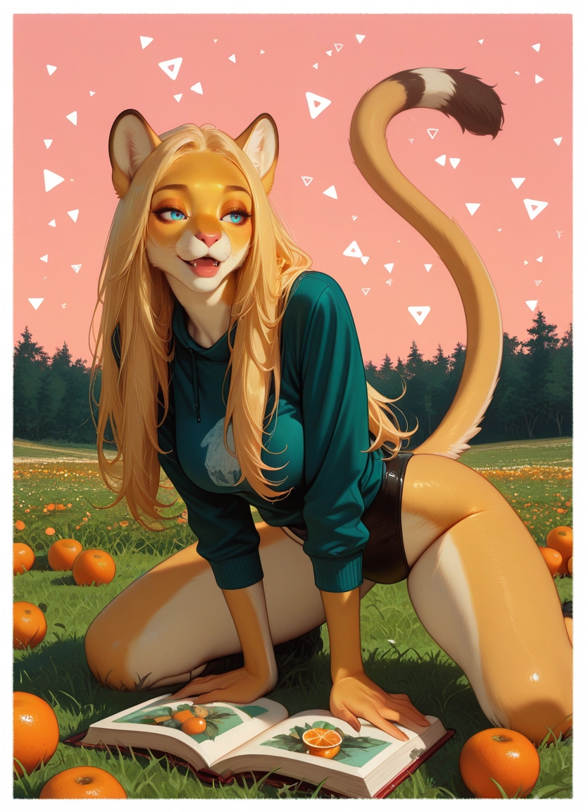 furry, 1girl, solo, animal ears, tail, long hair · Yamete.gg