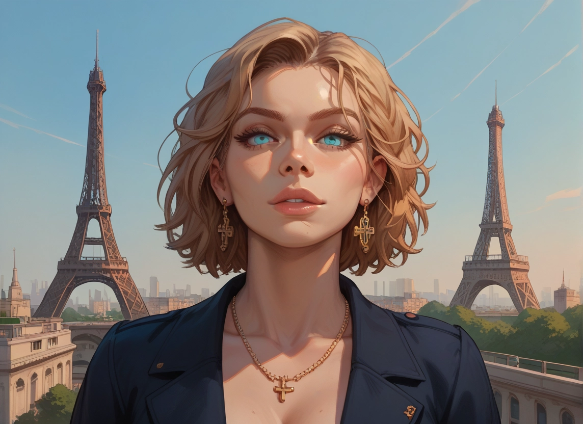 1girl, jewelry, earrings, solo, necklace, blue eyes · Yamete.gg