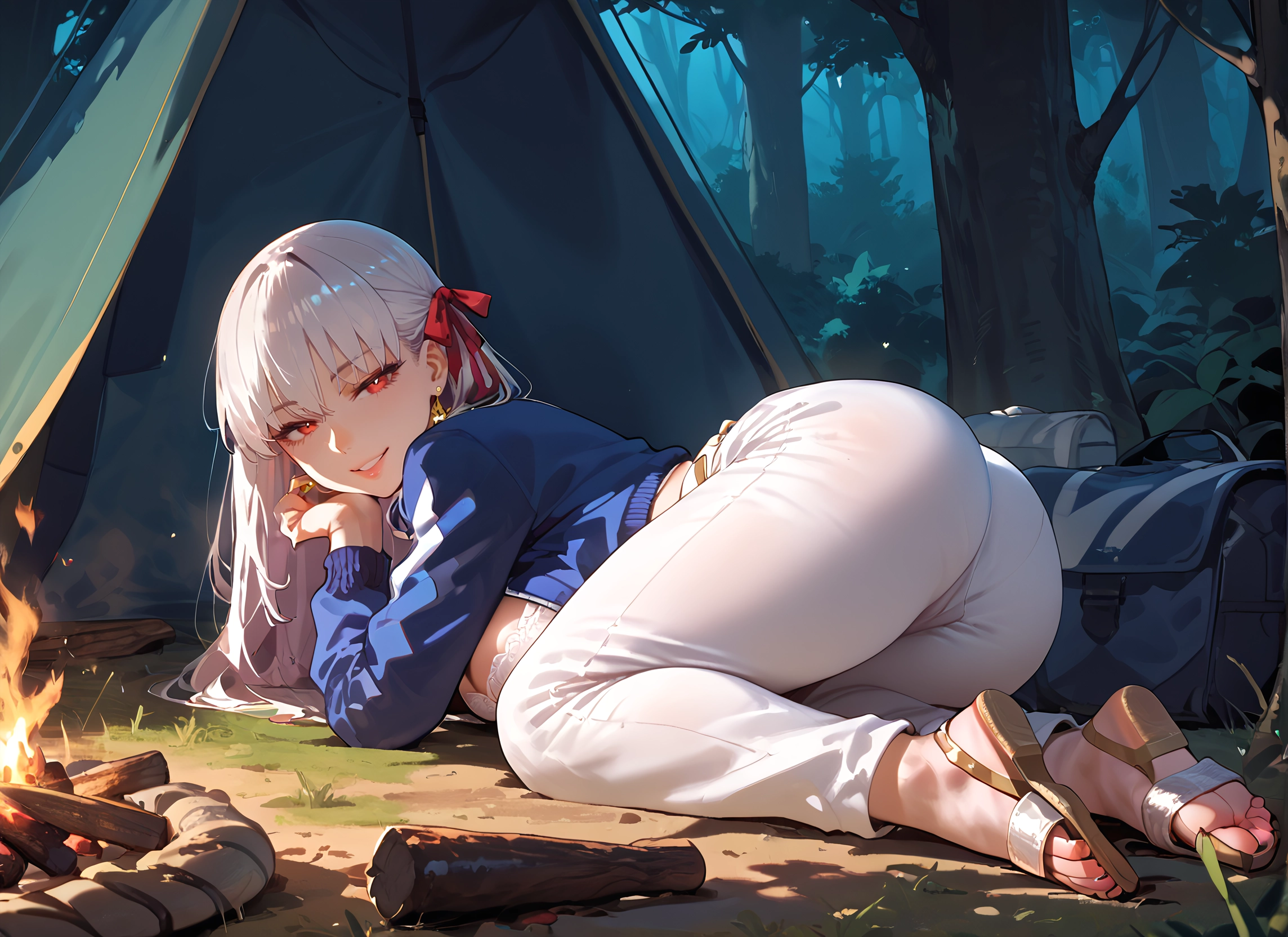 1girl, breasts, ass, long hair, red eyes, ribbon · Yamete.gg