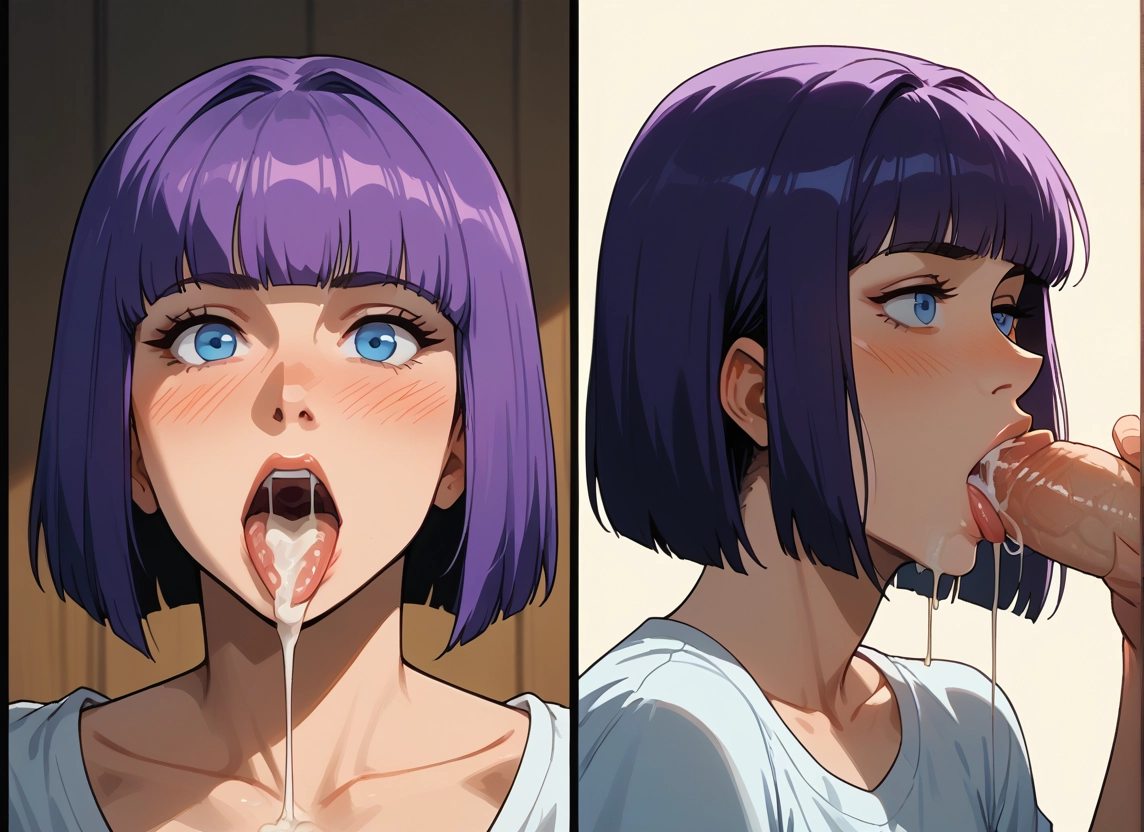 penis, cum, oral, fellatio, blue eyes, cum in mouth · Yamete.gg