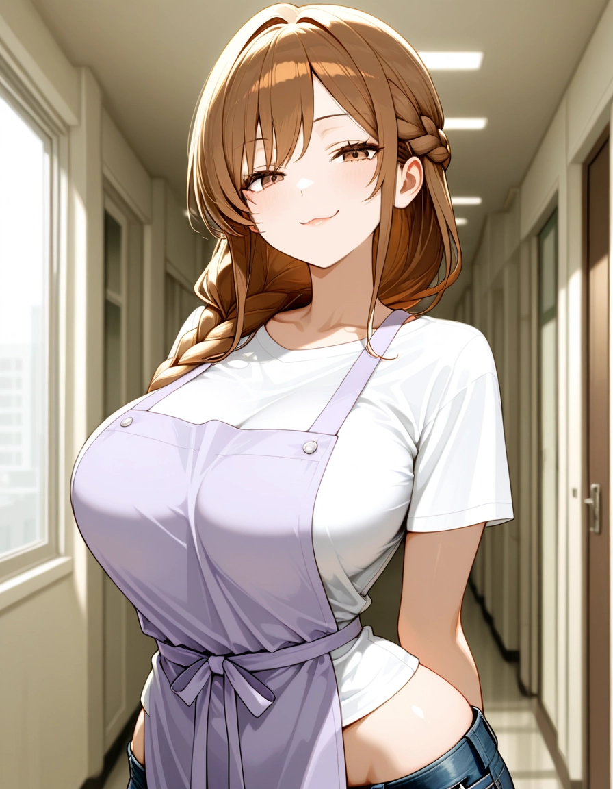 1girl, breasts, braid, solo, brown hair, brown eyes · Yamete.gg
