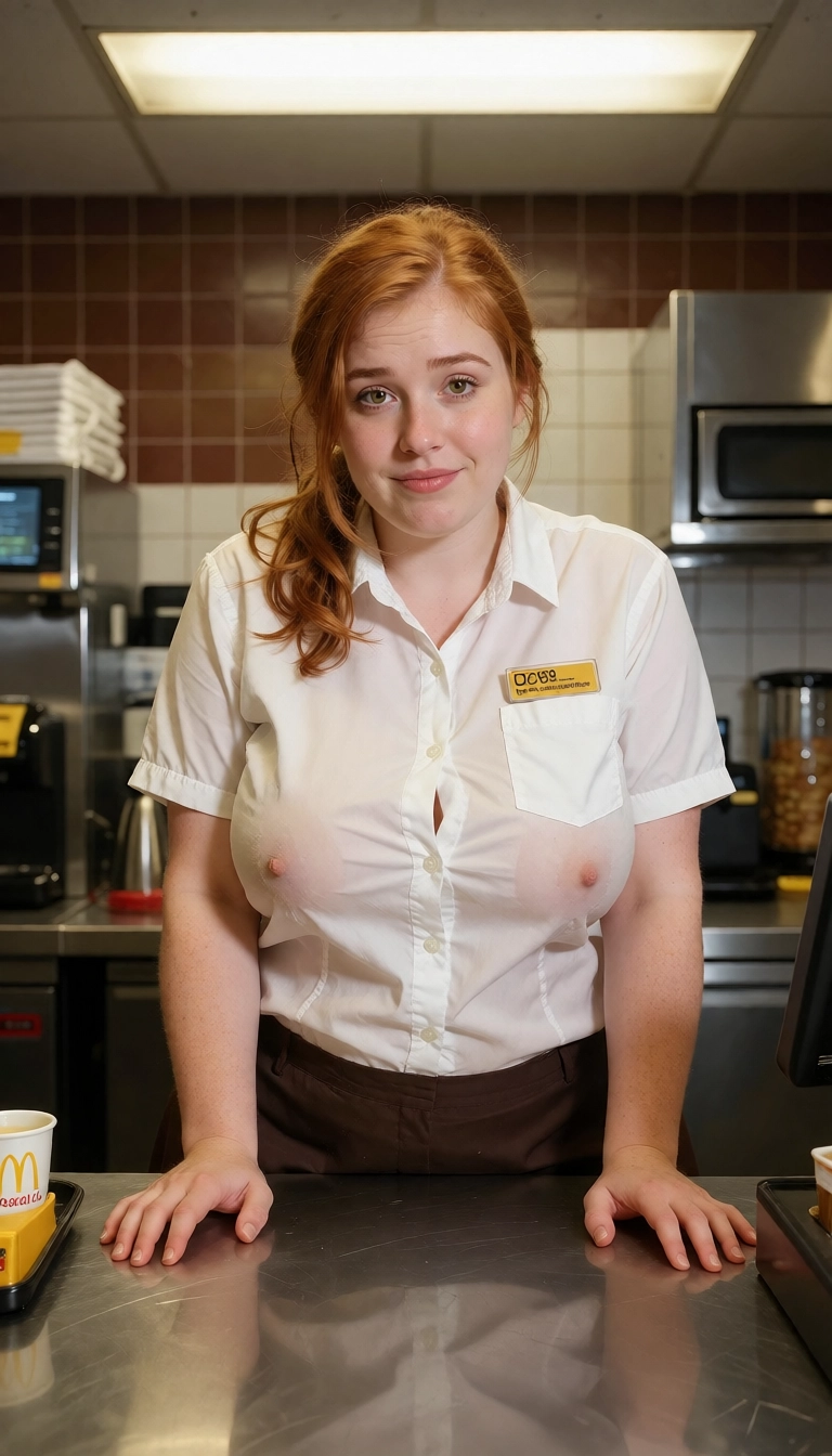 1girl, breasts, reflection, solo, nipples, shirt