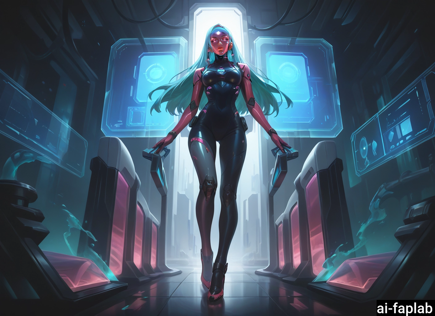 1girl, solo, long hair, holding, weapon, bodysuit