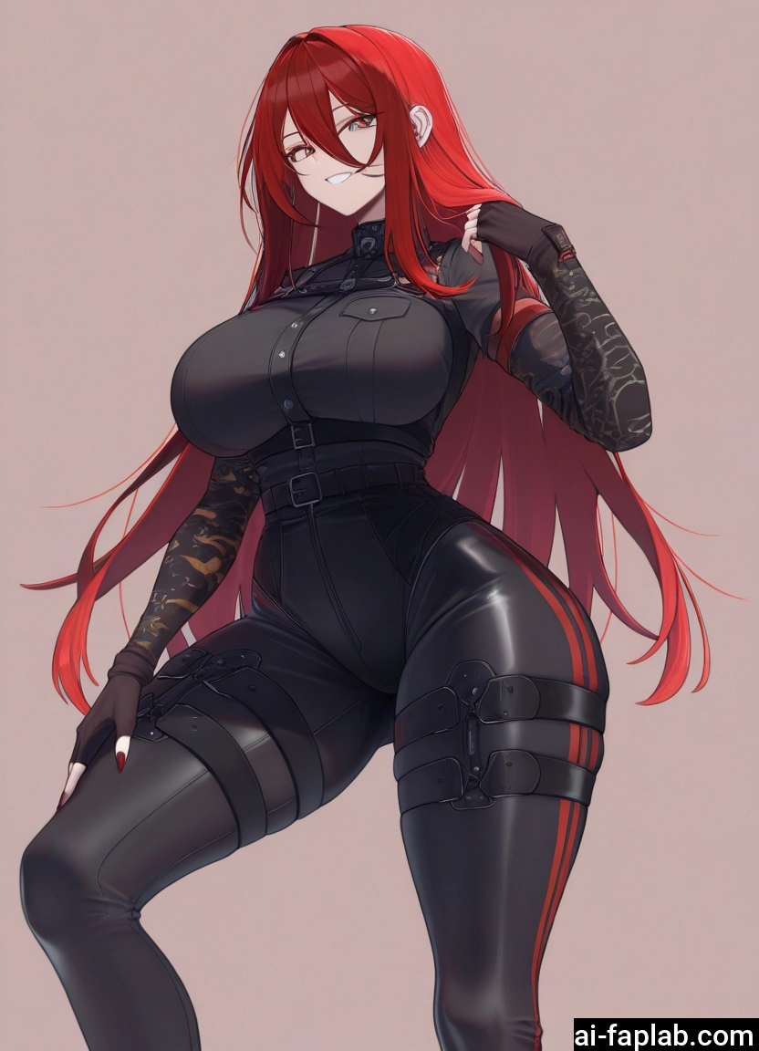 1girl, breasts, red hair, long hair, gloves, large breasts · Yamete.gg