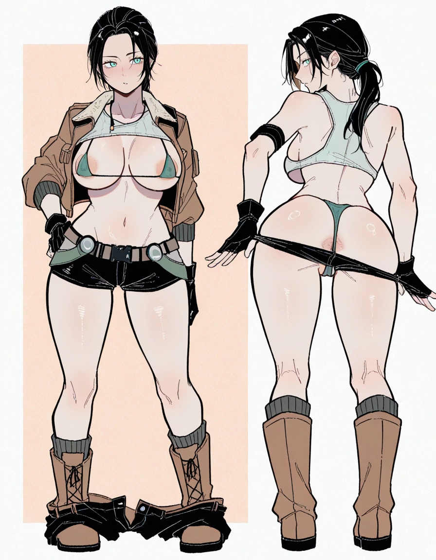1girl, breasts, ass, gloves, shorts, boots · Yamete.gg