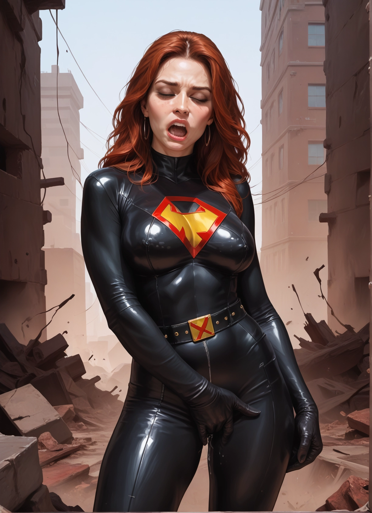 1girl, bodysuit, solo, jewelry, earrings, breasts · Yamete.gg