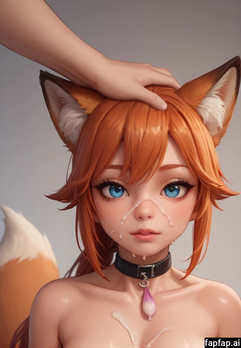 1girl, cum, used condom, animal ears, fox ears, breasts · Yamete.gg