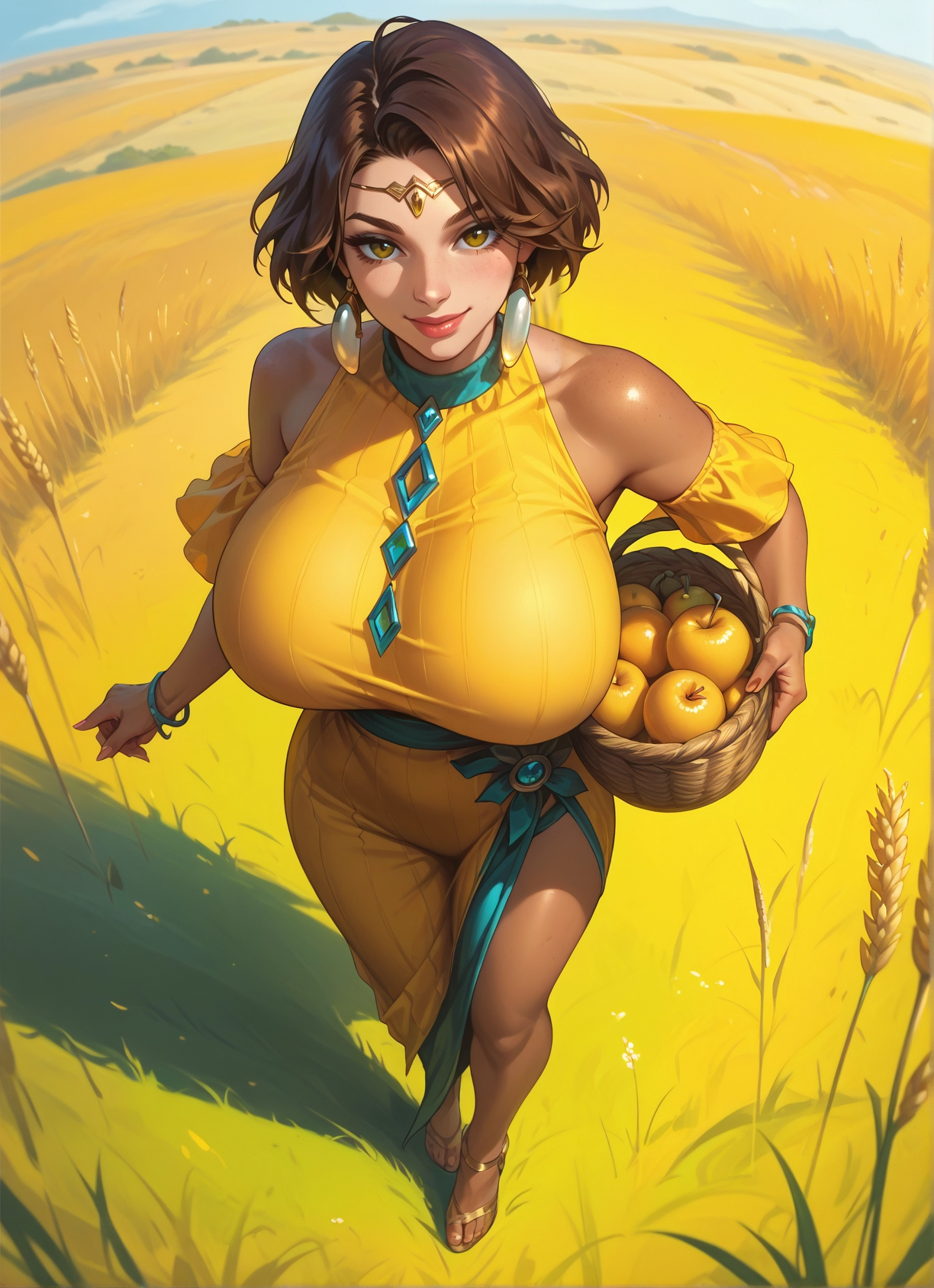 1girl, breasts, fruit, solo, food, jewelry · Yamete.gg
