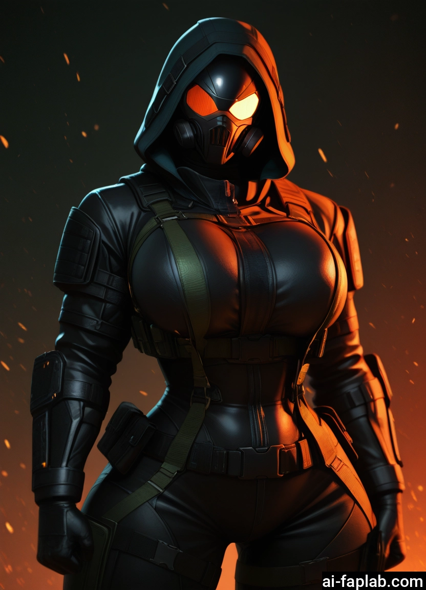 1girl, breasts, solo, bodysuit, mask, hood · Yamete.gg