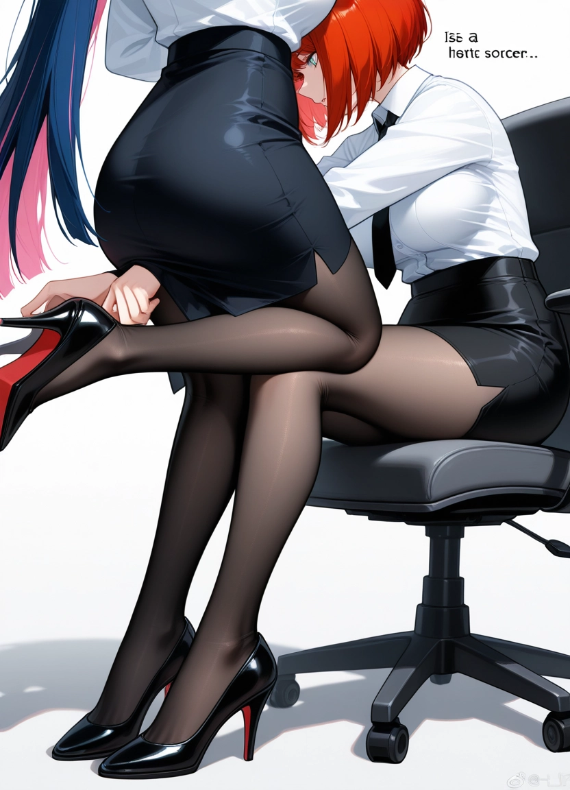 multiple girls, 2girls, high heels, skirt, pantyhose, shirt